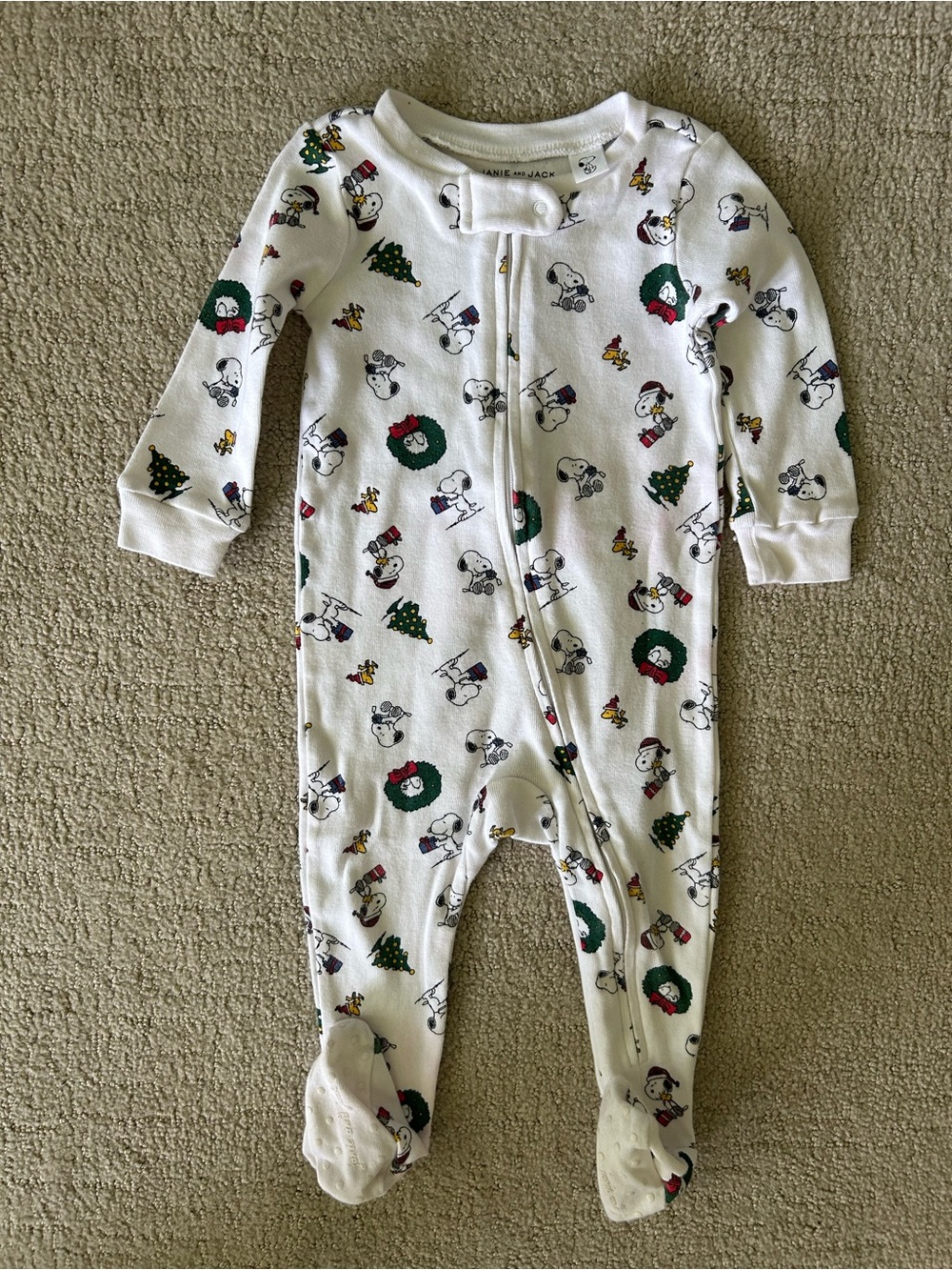 Janie and Jack peanuts Christmas footie pjs Snoopy holiday baby 6-12 months